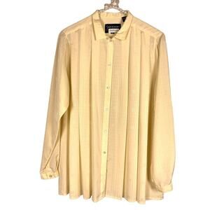 Givenchy Cream Long Sleeve Button Down Pleated Women's Blouse Size 8